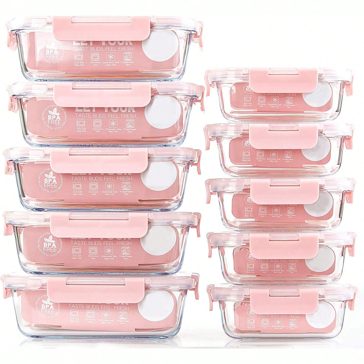 Meal Prep Lunch Boxes - 10 Pack Glass Meal Prep Containers,