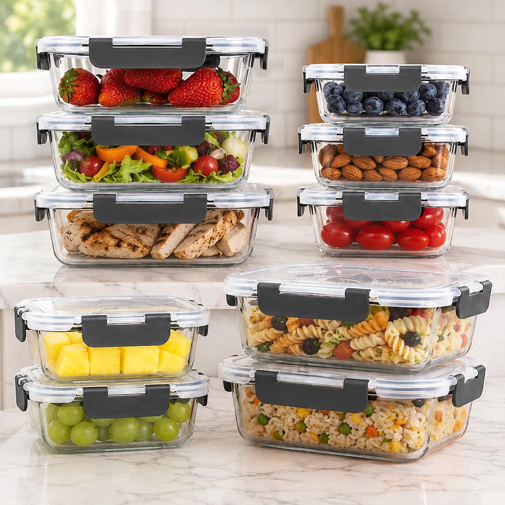 Meal Prep Weekly - Glass Food Storage Containers Set 10-Pack