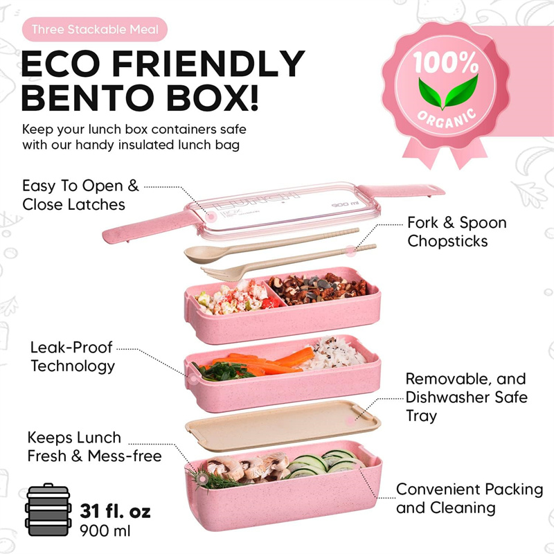 3-In-1 Compartment Wheat Straw - đánh giá và giá Meal Prep Lunch Boxes