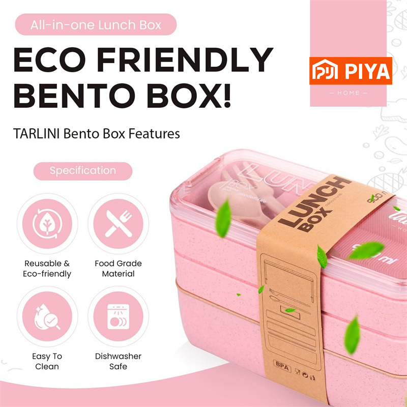 3-In-1 Compartment Wheat Straw - đánh giá và giá Meal Prep Lunch Boxes