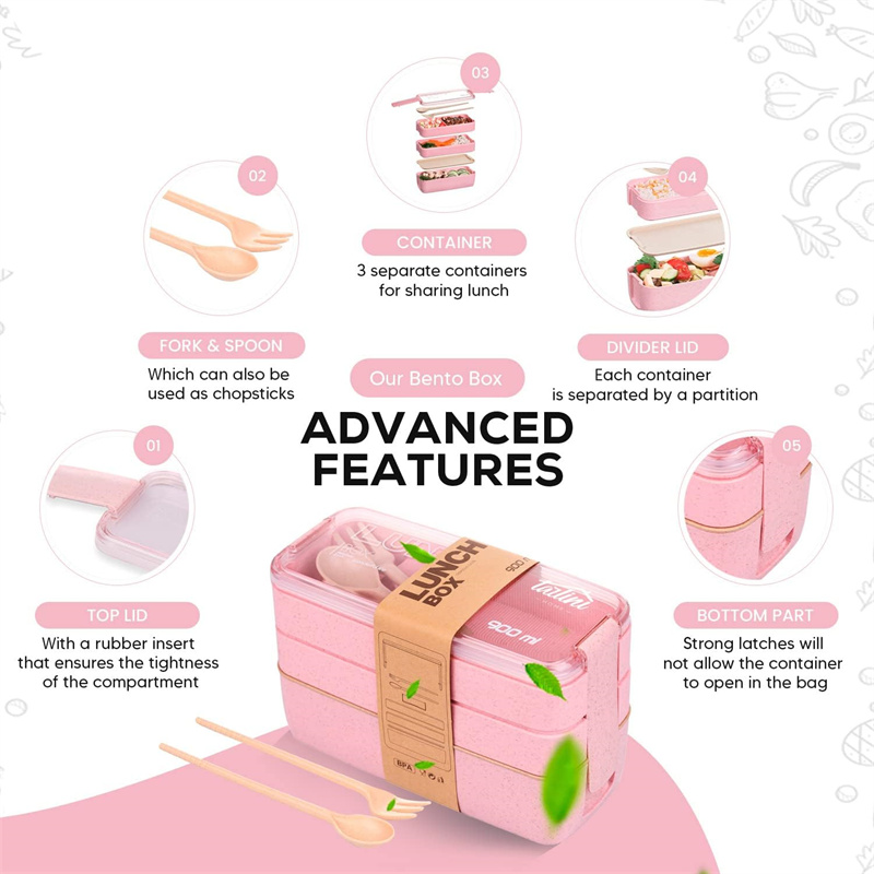 3-In-1 Compartment Wheat Straw - đánh giá và giá Meal Prep Lunch Boxes