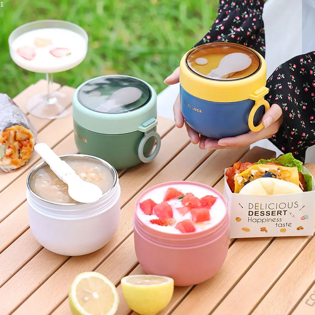 600ml/800ml  Breakfast Cups wi - đánh giá và giá Meal Prep Yogurt Containers