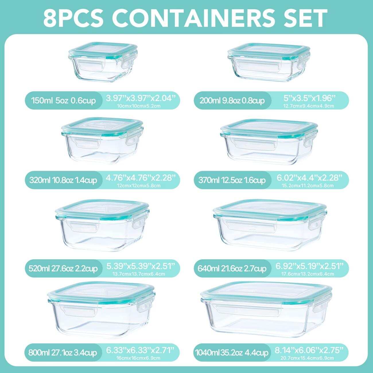 16pcs Sealed Glass Food Storag - đánh giá và giá Meal Prep Lunch Boxes
