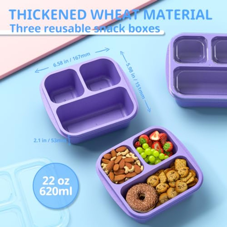 Snack Boxes 3 Pack - Stackable - đánh giá và giá Meal Prep Lunch Boxes
