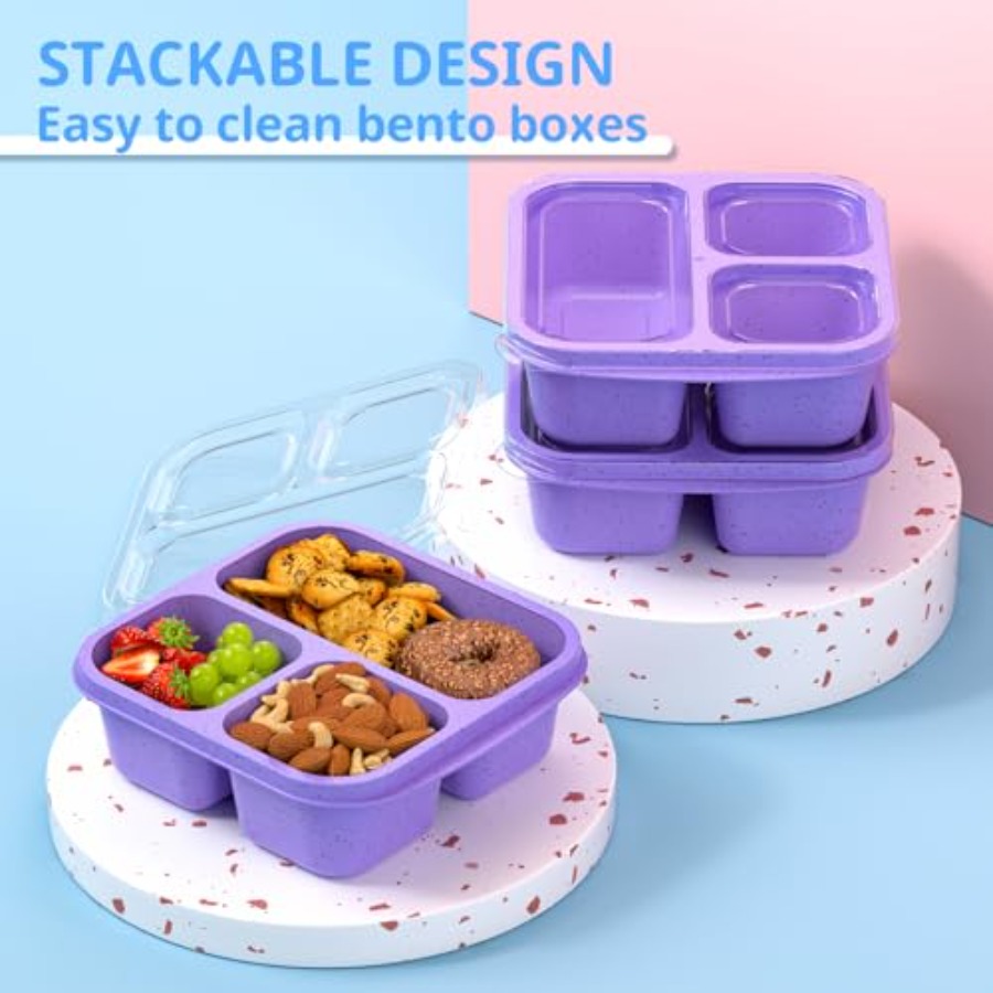 Snack Boxes 3 Pack - Stackable - đánh giá và giá Meal Prep Lunch Boxes