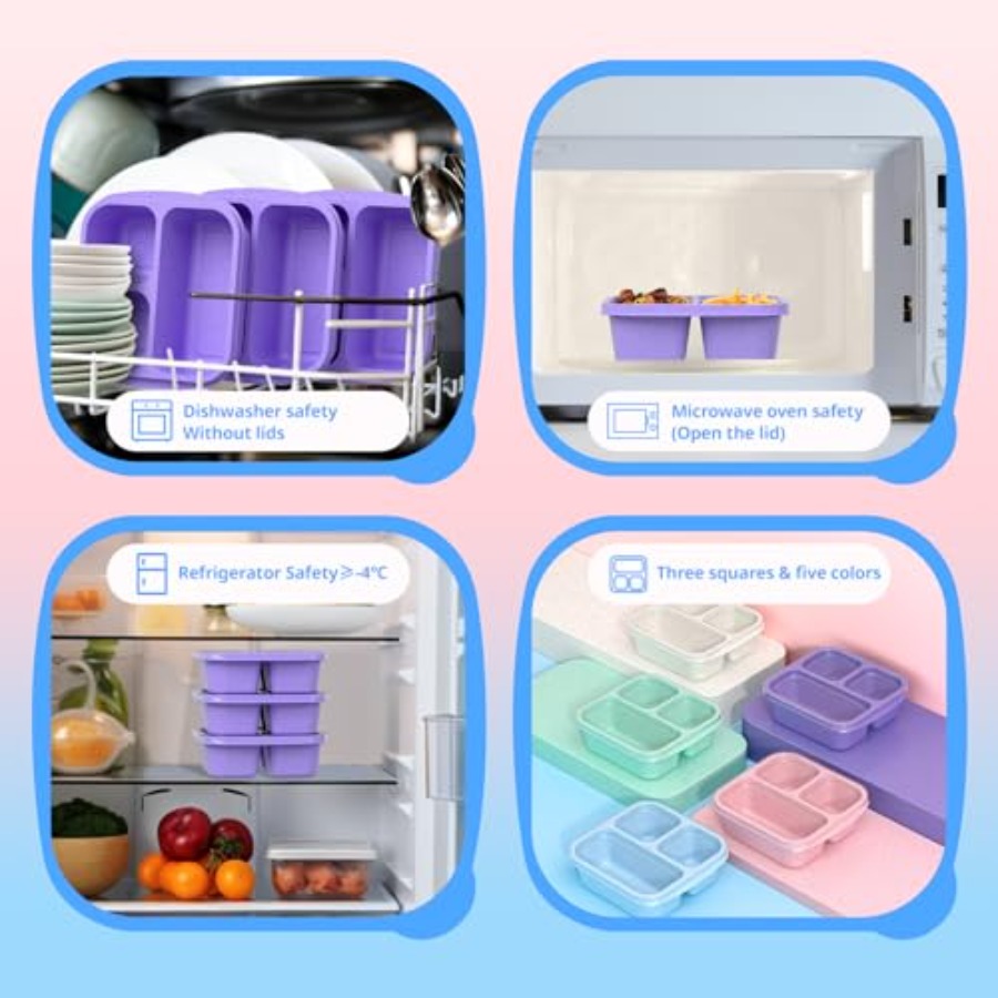 Snack Boxes 3 Pack - Stackable - đánh giá và giá Meal Prep Lunch Boxes