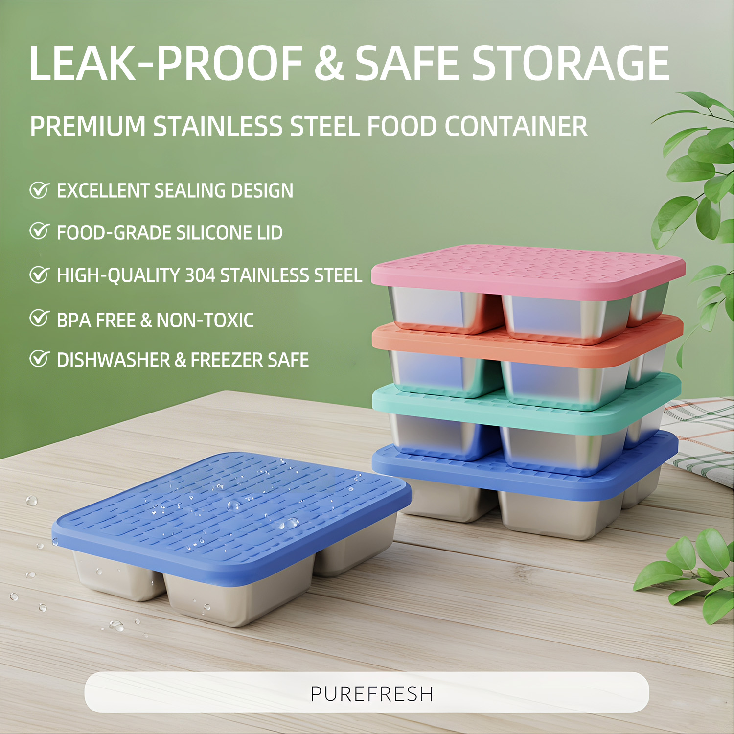 304 Stainless Steel Divided Lu - đánh giá và giá Meal Prep Lunch Boxes